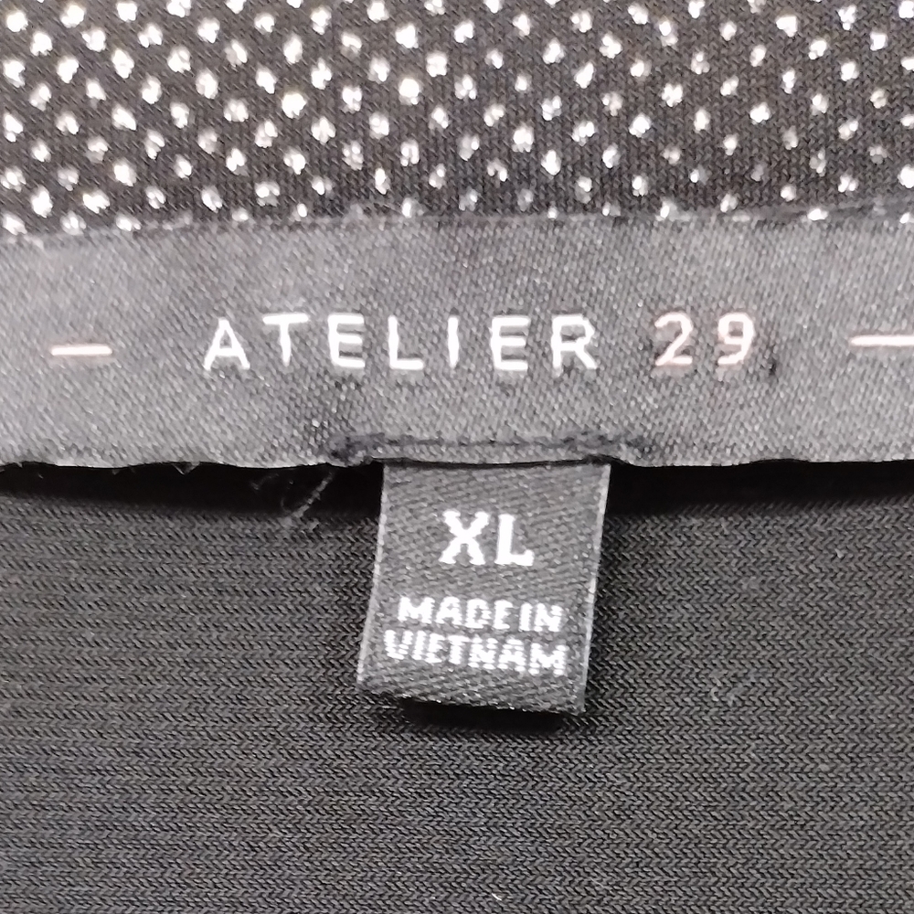 Atelier 29 Glitter Boho Button Top Women's XL Black Silver Retro Grunge Disco - Picture 7 of 8